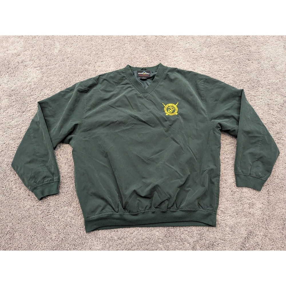 Weather Perfect Windbreaker Jacket‎ Mens Large Green Marine Military Academy
